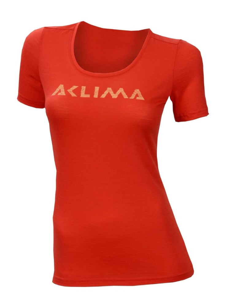 ACLIMA Lightwool T-shirt Logo Woman High Risk Red - Large thumbnail