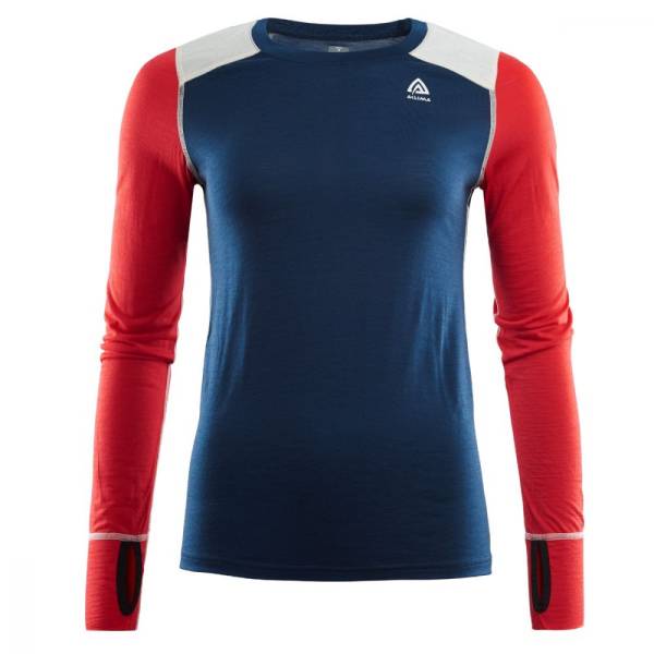 Aclima Lightwool Reinforced Crew Neck Woman Insigne Blue/High Risk Red/Nature
