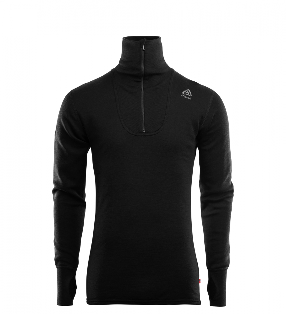 Aclima DoubleWool Polo Shirt Zip Man - Jet Black / Marengo - XL