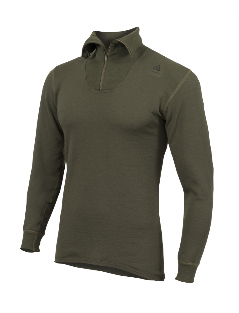 Aclima HotWool Polo w/Zip Unisex - Olive Night - S thumbnail