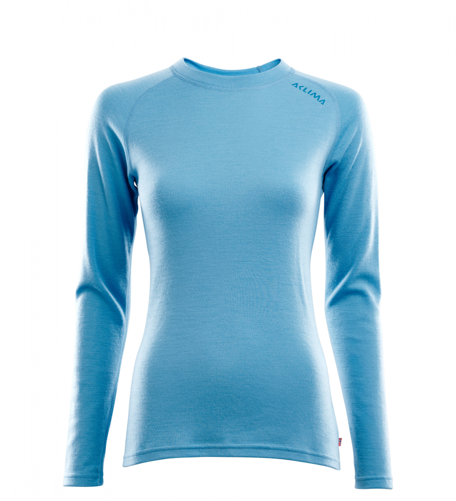 Aclima WarmWool Crew Neck Shirt Woman - Azure Blue - S