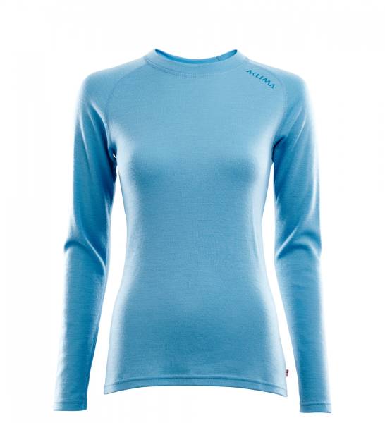Aclima Warmwool Crew Neck Shirt Women - Azure Blue - front - outdoorpro.dk