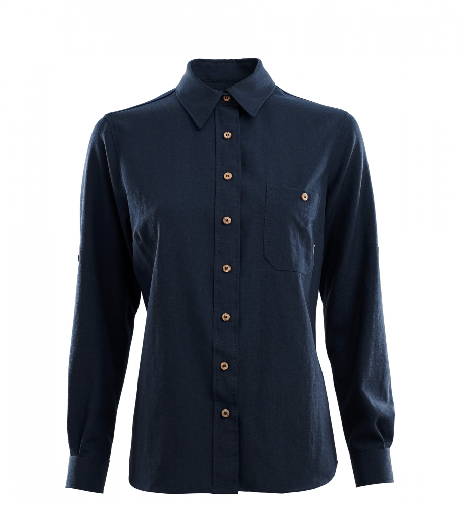 Aclima LeisureWool Woven Wool Shirt Woman - Navy Blazer - XL thumbnail