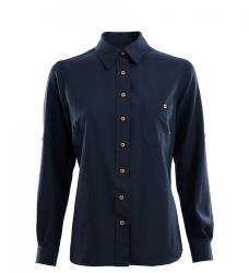 Aclima Leisurewool Woven Wool Shirt Women - Navy Blazer - front -outdoorpro.dk