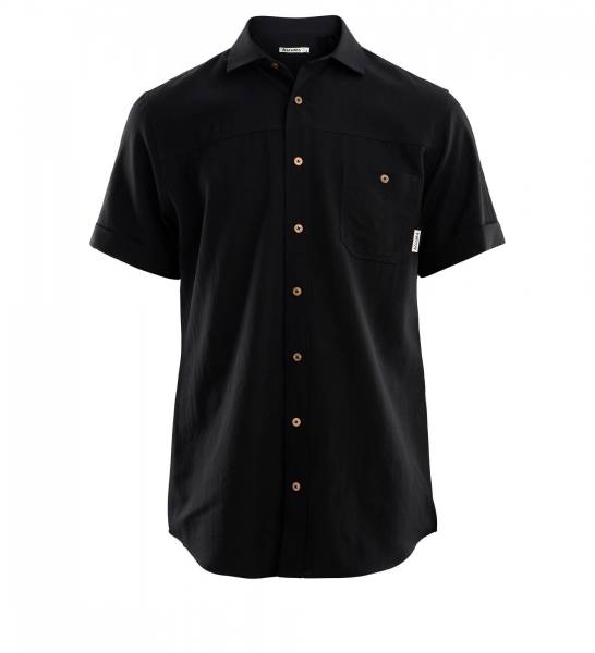 LeisureWool Woven Wool Short Sleeve Shirt Man - Navy Blazer