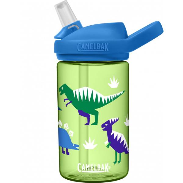 Camelbak - Eddy+ Kids 0.4L - Hip Dinos Drikkedunk i grøn med dinosaurus i blå, hvid og grøn
