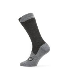 Seakskinz Waterproof all weather mid sock with hydrostop Black-Grey marl- outdoorpro.dk