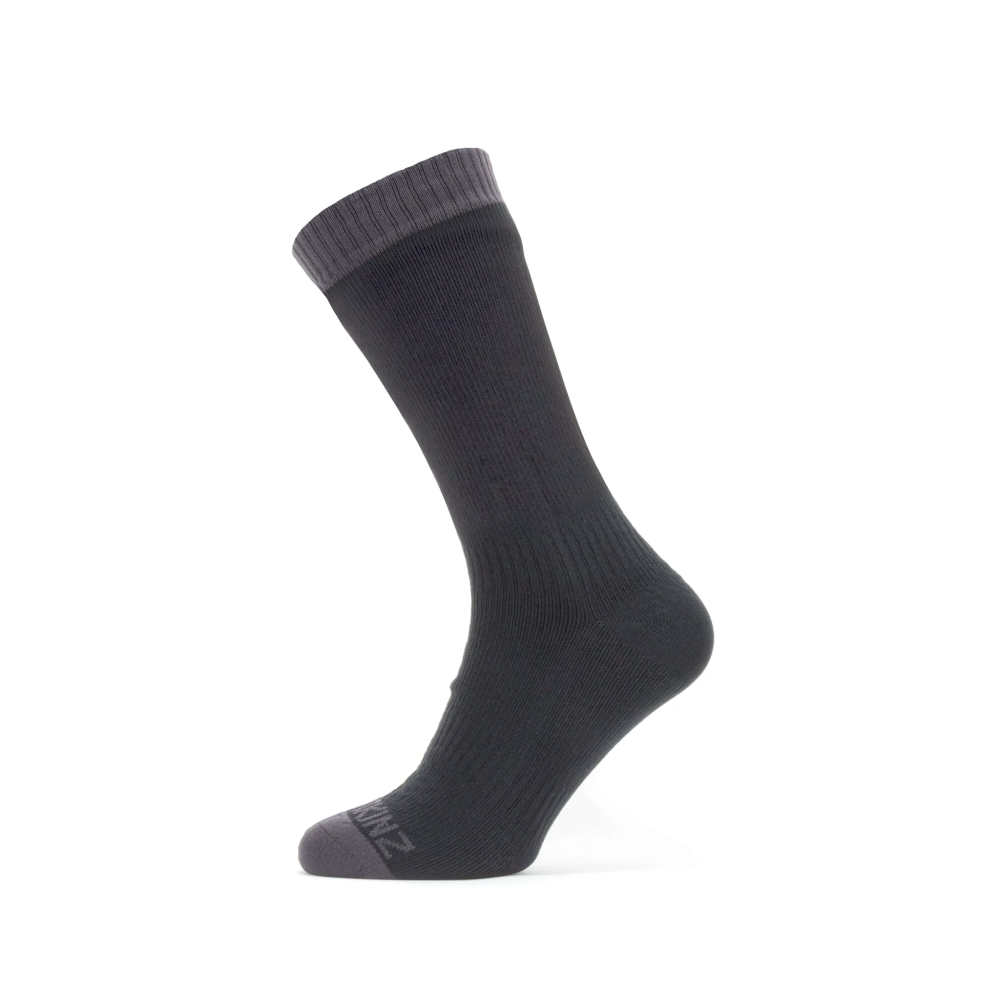1: Sealskinz Waterproof warm weather mid length sock Black-Grey - 35-38 = Small
