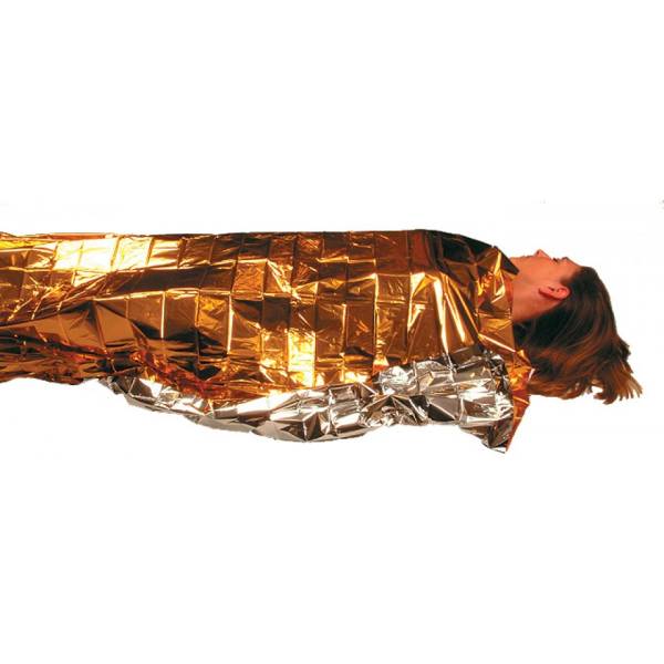 Alu tæppe - Safety Blanket - Til at holde på varmen, ved regn, blæst eller modstå kroppen går i chok.