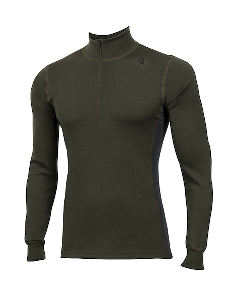 ACLIMA Warmwool Mock Neck with zip Man Olive - XSmall thumbnail