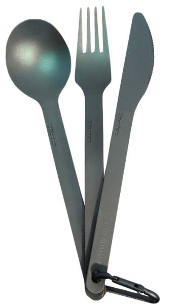 Titanium Cutlery Set 3pc Blue Anodized til din næste tur.